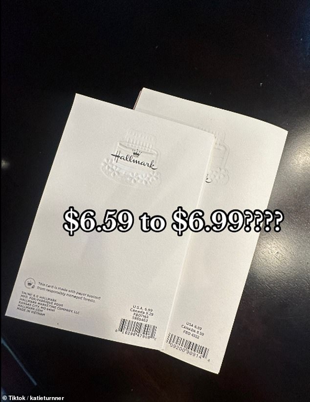 Turner did not reveal where her father purchased the birthday cards, but similar products cost between $1.00 and $20.00 on Hallmark's website.