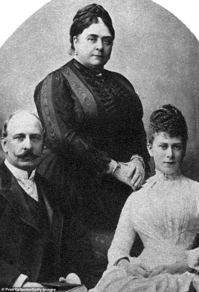 The Duke and Duchess of Teck were terrible spenders and at one point had to go into hiding in France to escape their creditors. Above: The couple with their daughter Mary