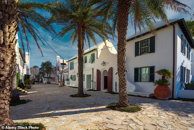 Picturesque street scene at Alys Beach on Florida's Emerald Coast