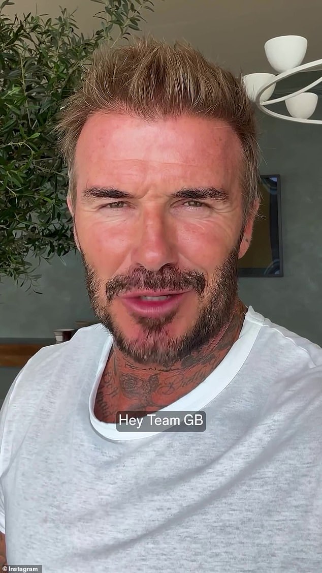 Former England captain and football icon David Beckham also appears in the social media video and said: 'Hey Team Great Britain, we are so proud of you, congratulations.'