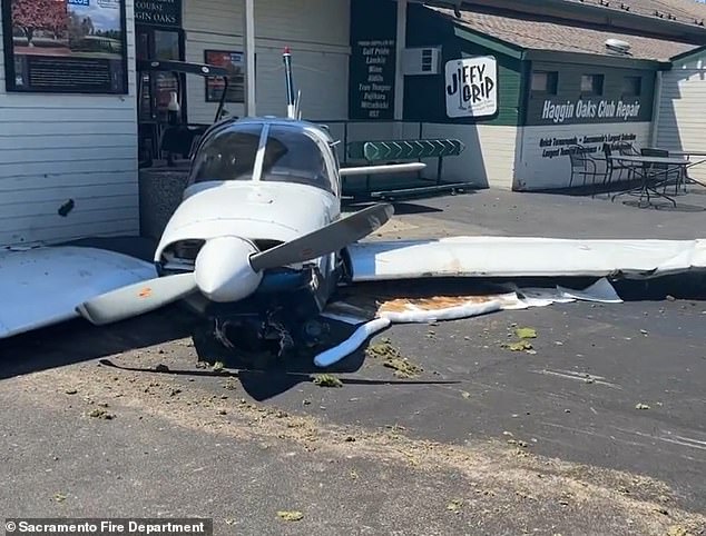 The plane skidded for approximately 50 to 70 years before crashing into a building on the property.