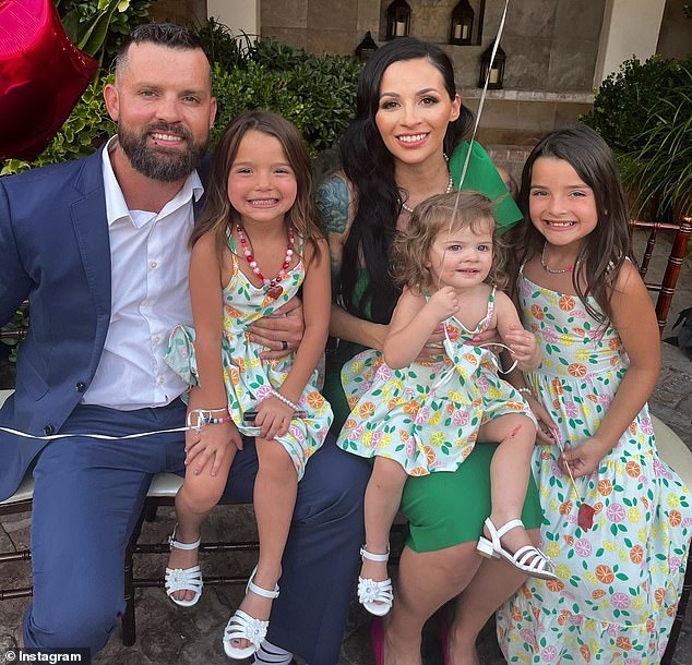 Christopher Scholtes, 37, was charged with first-degree murder and child abuse in Parker's death. He is seen with Parker, his two older sisters and his wife Erika.