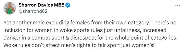 There is no inclusion for women in progressive sports Sharron