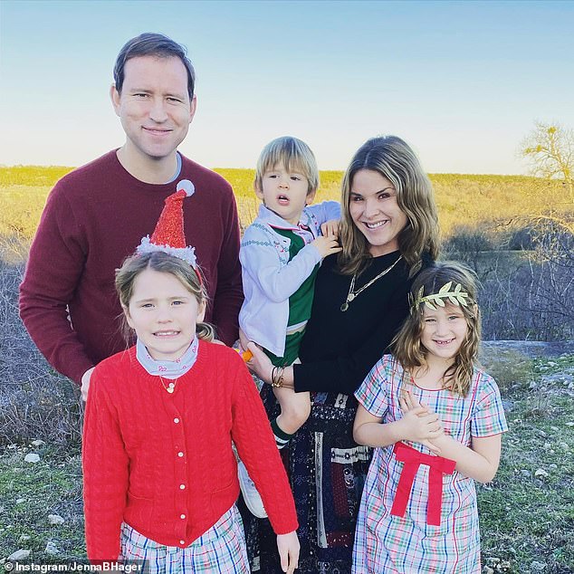 Jenna pictured with her husband, Henry Hager, and their three children: Mila, 11; Poppy, nine, and Hal, five.