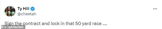 The Dolphins wide receiver gladly accepted the American track star's challenge to compete with him in his response on Sunday.