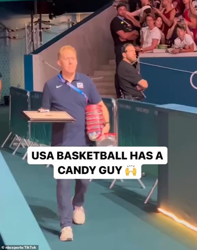 Ellis went viral on Wednesday after he was spotted arriving at the USA Basketball team carrying boxes and bags of candy.