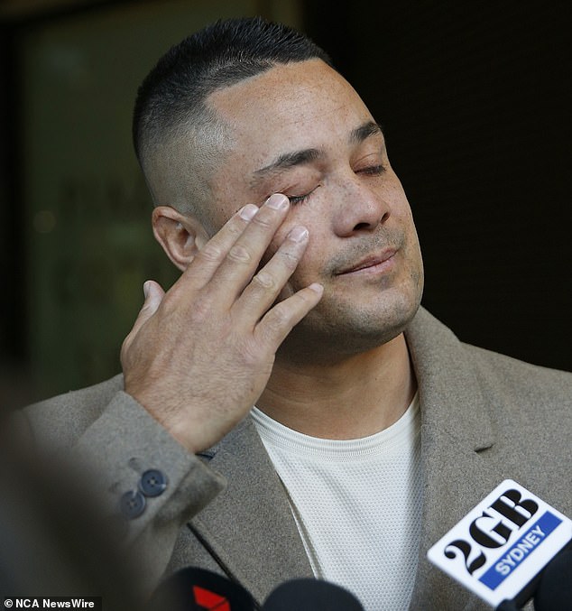 Hayne was emotional when the sexual assault charges against him were officially dropped