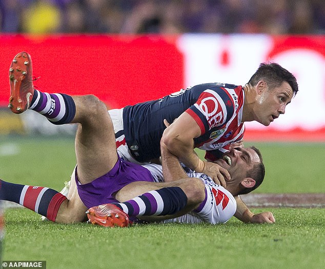 Cooper Cronk had the last laugh by winning a championship in his first season at Bondi, against Melbourne in the 2018 final (pictured, an angry Cronk after Smith pointed to his injured shoulder)