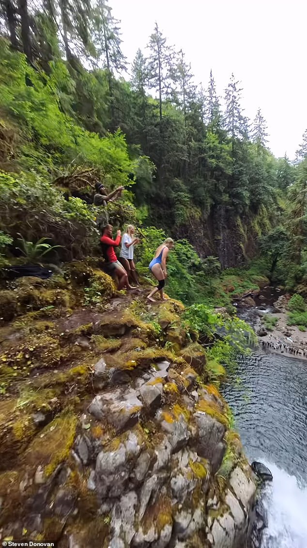 Asbjørg Nesje, 25, jumped from a staggering 102 feet into Abiqua Falls in Oregon in June.