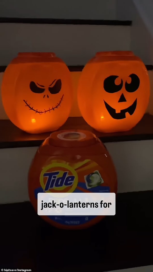 A Hip2Save content creator made the plastic lanterns using fewer than five materials, including Tide Pod containers.