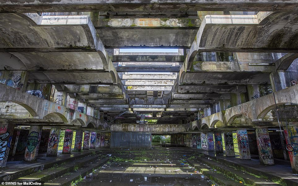 You could spend hours exploring the eerie building, which is covered in graffiti and littered with rubbish.