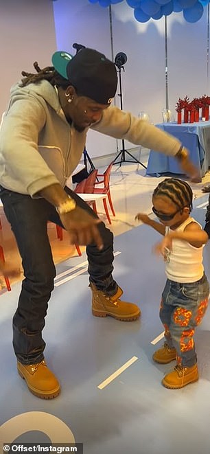 Cardi posted a touching clip that showed Offset bending his knees to get closer to Wave's level as they both danced to the music.