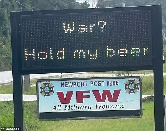 The sign at VFW Post 8986 in Newport read: 