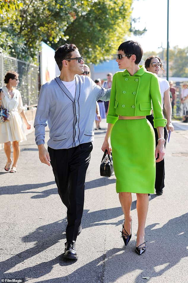 Rami looked relaxed and laid-back in a light blue shirt paired with black trousers and leather loafers.