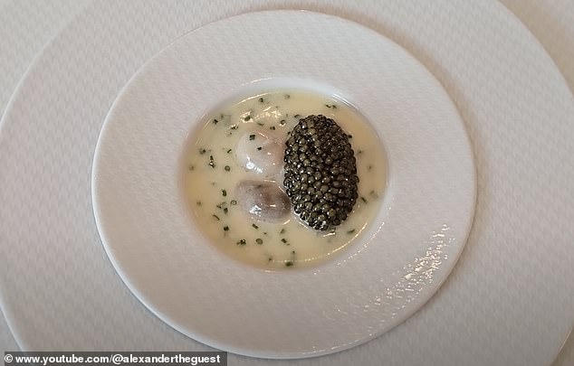 Above is Alexander's favorite French dish: pearl tapioca sabayon, Island Creek oysters, and Regiis Ova caviar.