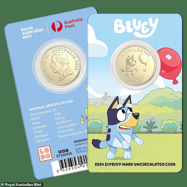 Australia Post customers have also been encouraged to pay in cash as a number of Bluey coins (pictured) have been mixed in with the retailer's change.