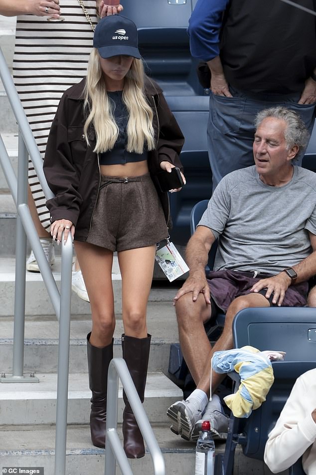 Morgan Riddle, girlfriend of Taylor Fritz, is seen at Arthur Ashe Stadium in Queens