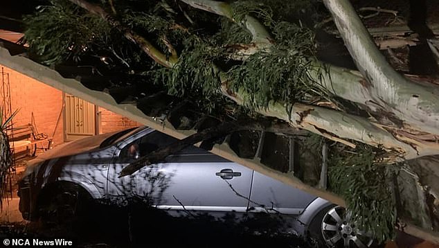 A garage in the Melbourne suburb of Melton was also damaged by the severe weather. Photo: Facebook