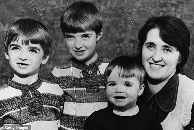 The Gallagher family in the mid-1970s. Left to right: Noel, Paul, Liam and Peggy.