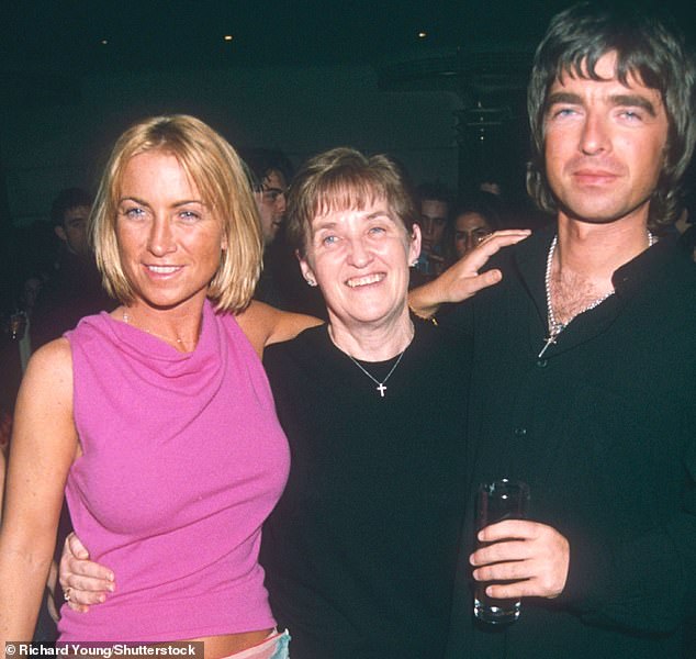 At the height of Britpop, Peggy with Noel and his then wife Meg Mathews in 1999