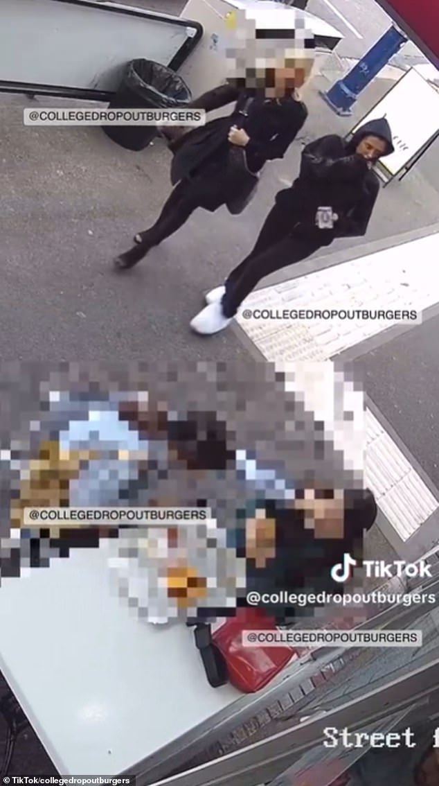 During a visit to Melbourne on May 24, College Dropout Burgers owner Mark Elkhouri captured Bianca fully clothed on his store's security camera (pictured)