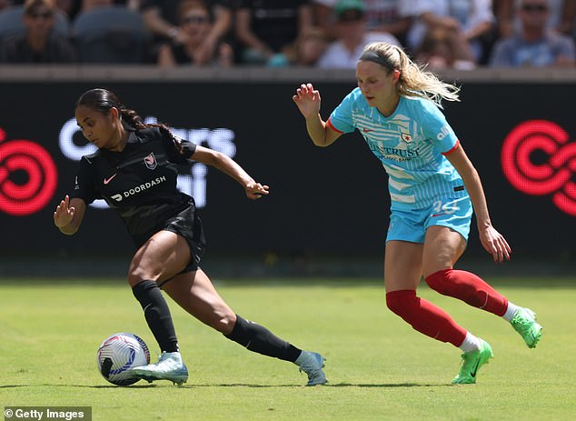 Angel City FC's Alyssa Thompson #21 would score one of both teams' goals en route to their 2-1 victory over Chicago.