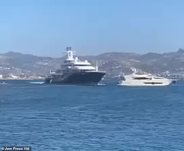 This is the shocking moment a 300ft superyacht crashes into another boat