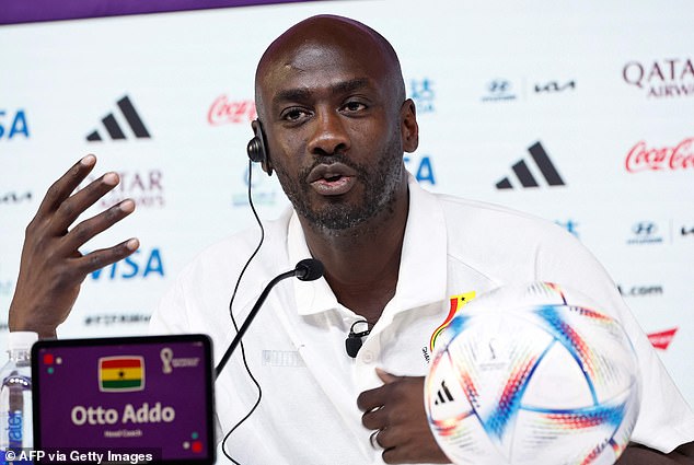 Ghana coach Otto Addo (pictured) and goalkeeping coach Fatawu Dauda were also in the car. All three men are now in 