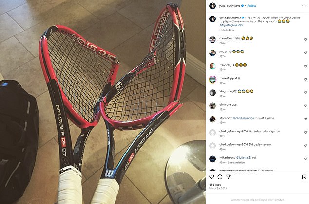 Putintseva had already vented her anger on her rackets before posting it on the Internet.