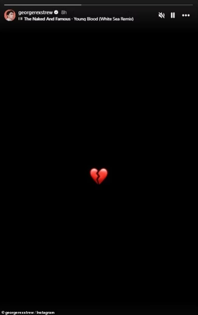 George Rexstrew, who plays Edwin, shared his heartbreak by posting a broken red heart emoji against a black screen on Instagram.