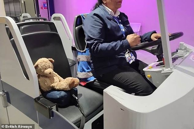 Postman Bear (pictured above) had an exciting adventure at the airport before meeting up with Alex in Dubai.