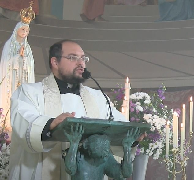 Father Pantisano was ordained at Westminster Cathedral in 2013. He is pictured speaking in the church.