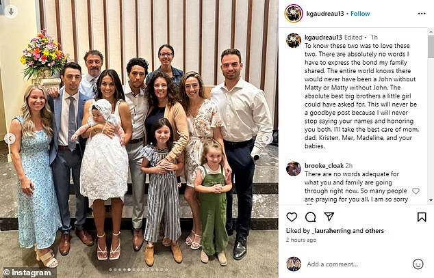 Johnny Gaudreau's sister has shared a heartbreaking tribute to her brothers after they were hit and killed by a suspected drunk driver the day before their wedding.