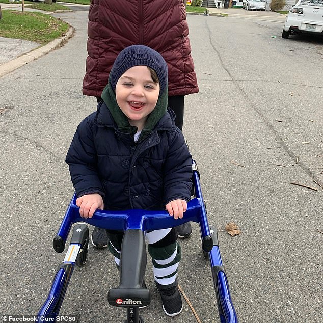 She realized it was slowly affecting her son a year and a half after his birth, when she noticed he was having difficulty lifting his head.