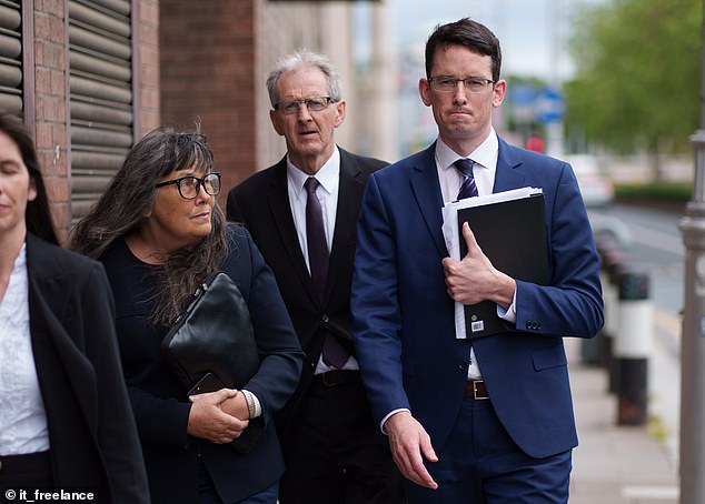 Mr Burke leaves court in June 2024 with members of his family following his release from prison