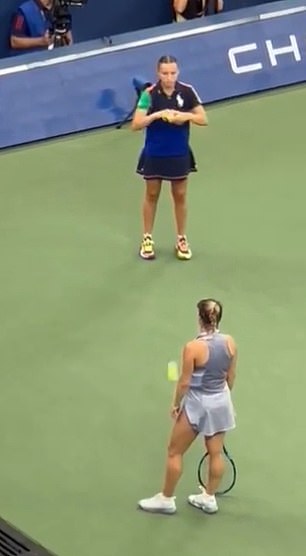 Putintseva ignored the ball girl's attempts to throw balls to her.