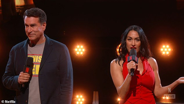 Garcia and comedian Rob Riggle are in Las Vegas hosting a hot dog eating contest between Joey Chestnut and Takeru Kobayashi.