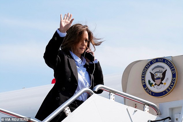 Harris, who took more than a month to give an interview to a major media outlet after announcing her presidential bid, was leaving Joint Base Andrews in Maryland to campaign in the Midwest on Monday and was filmed boarding her flight.