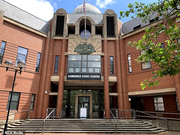 The abusive boyfriend was left with a black eye, a fractured eye socket and a broken cheekbone during the incident and was jailed for 20 months for the assault on July 28 this year, Hull Crown Court heard (pictured).