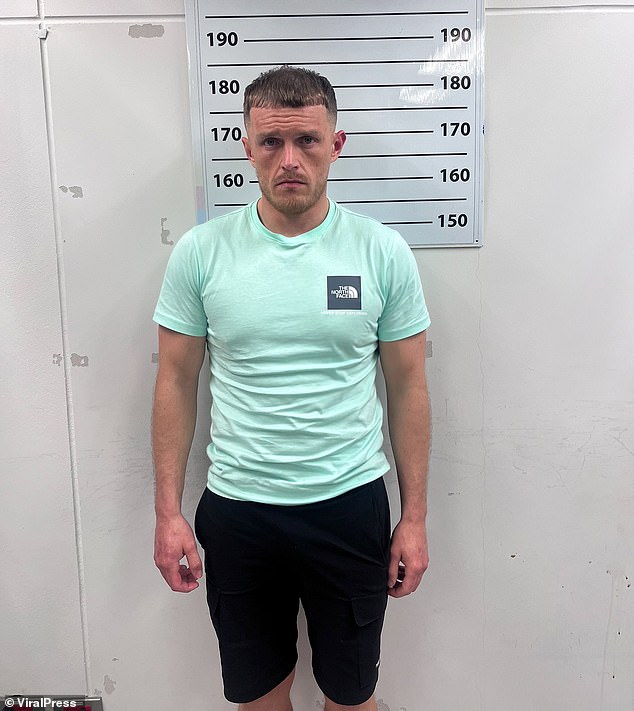 Jamie Louis Swain (pictured), 29, from Enfield, north London, was allegedly caught with a bag of cocaine hidden in his passport by Thai immigration staff in May.