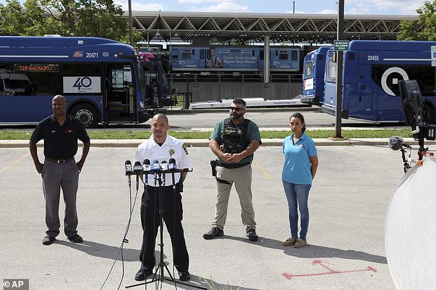 Forest Park Deputy Police Chief Christopher Chin holds a news conference outside the Forest Park CTA station, following a shooting, Monday, Sept. 2, 2024, in Forest Park.