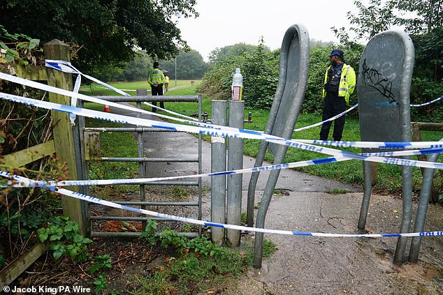 Police were still guarding the entrance to the park this morning after the horrific incident occurred.