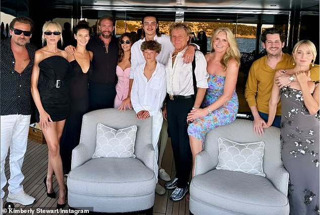 Sean's sister Kimberly Stewart shared a family group photo on the yacht where she was with her brother Sean; their mother is model Alana Stewart.