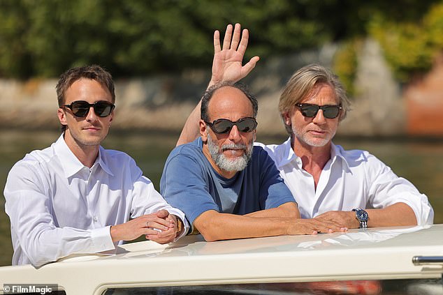 Drew Starkey, Luca Guadagnino and Daniel photographed on the boat