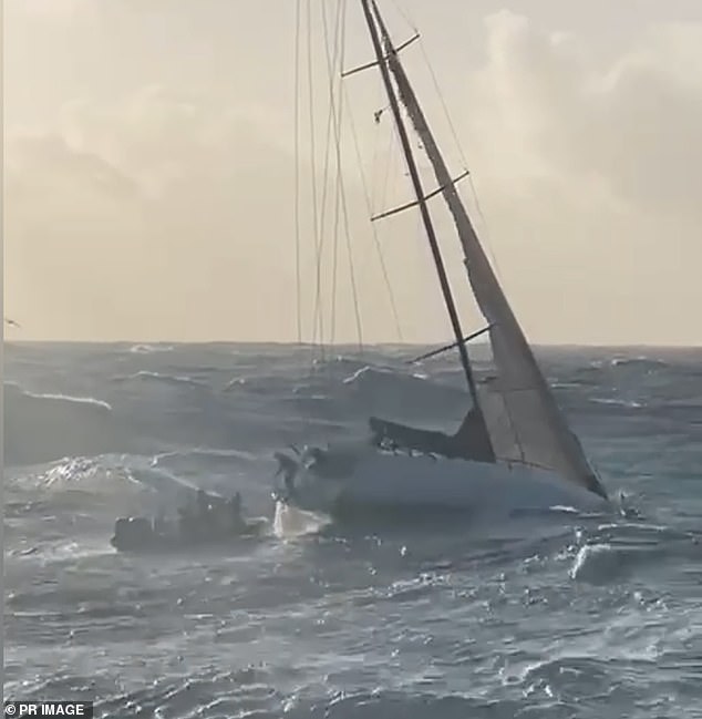 The couple were rescued and were on board the Nemesis at 7:25am on Tuesday after the rescue team had to wait due to bad weather (photos of the moment Brett and Lisa are rescued from their stricken yacht)