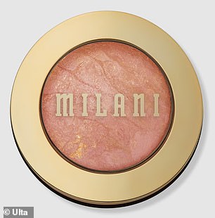 She used the $10.99 Milani Baked Blush in Berry Amore on the apple of her cheek.