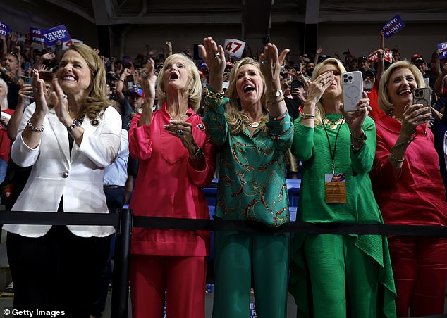 A group of women supporting Donald Trump at a rally in Johnstown, Pennsylvania, on August 30.