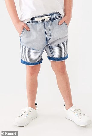 While the $15 Moto Denim Shorts for kids almost reached the knee (pictured)