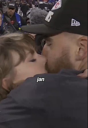 The NFL also included her kissing boyfriend, Travis