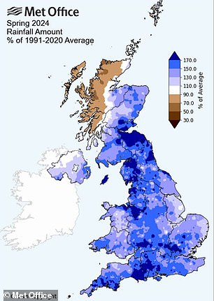 During spring, heavy rain in northern England during March and May causes flooding in some areas.